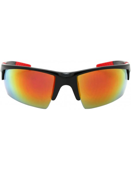 Rimless Sunglass Injection Temples Cycling Baseball - Black+red - CQ1867SIG9K $10.75