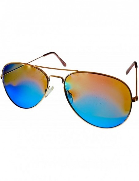 Aviator Mens Gold Metal Avistor Sunglass Blue Flash Lens 47 2 - CV1902TRWQG $39.80