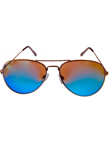 Aviator Mens Gold Metal Avistor Sunglass Blue Flash Lens 47 2 - CV1902TRWQG $39.80