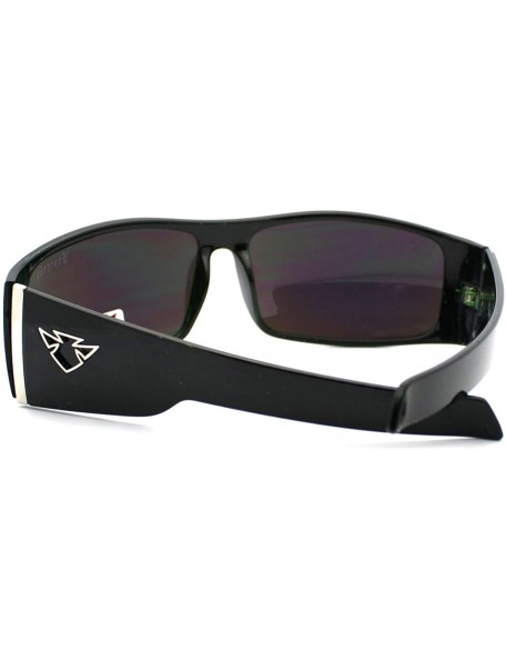 Rectangular Insignia Optics Classic Men's Thick Temple Warp Around Biker Style Sunglasses - Black Green - C811D2XK6H1 $9.73