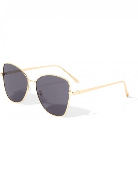 Butterfly Belgrade Flat Thin Frame Butterfly Sunglasses - Smoke Gold - CC1972GT994 $10.91