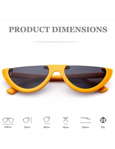 Rectangular Clout Goggles Cat Eye Sunglasses Half Frame Vintage Mod Style Retro Kurt Cobain Eyewear - Orange - CB18E3DDLN6 $9.99