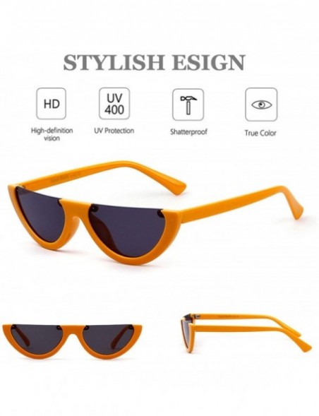 Rectangular Clout Goggles Cat Eye Sunglasses Half Frame Vintage Mod Style Retro Kurt Cobain Eyewear - Orange - CB18E3DDLN6 $9.99