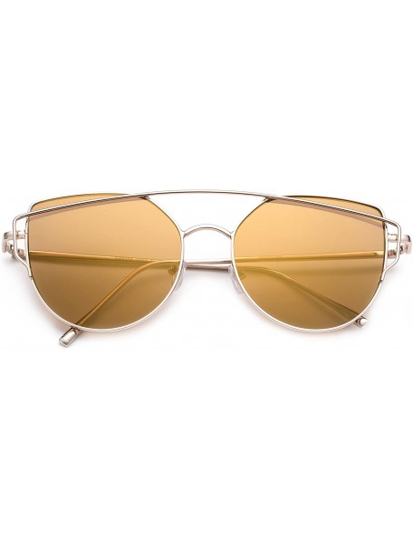 Round Big Oversized Aviator Fashion Sunglasses UV Protection Metal New Model - 9635 Gold/Brown - CZ17YE2DEHD $12.18