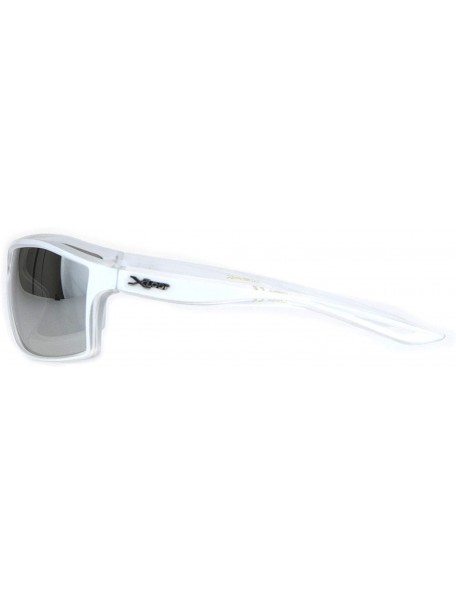 Rectangular Mens Xloop Sport Squared Rectangular Warp Large Plastic Sunglasses - White Clear Silver Mirror - C418K0X055C $11.51