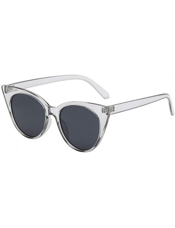 Rectangular Unisex Vintage Translucent Tint Cat Eye Plastic Lenses Sunglasses - Black Gray - C218N78DYAW $11.66