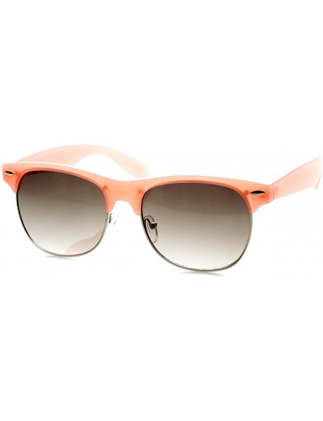 Rimless Pastel Color Semi-Rimless Half Frame Classic Horn Rimmed Sunglasses (Pink) - CK11FGMO771 $11.18