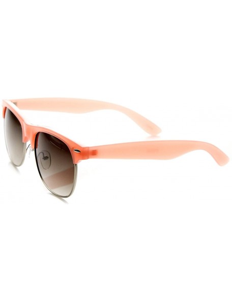 Rimless Pastel Color Semi-Rimless Half Frame Classic Horn Rimmed Sunglasses (Pink) - CK11FGMO771 $11.18