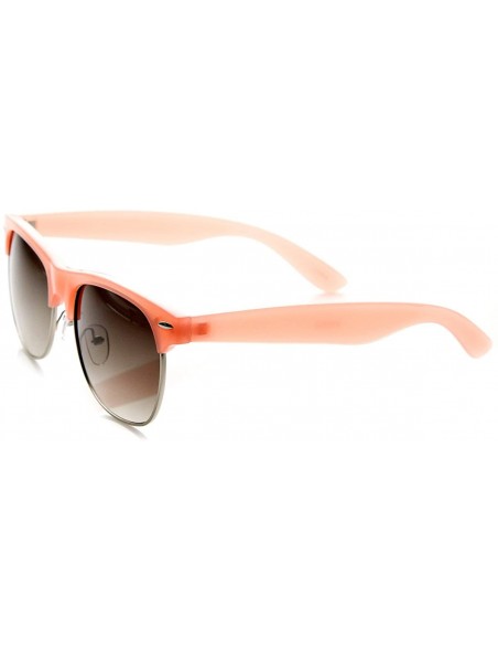 Rimless Pastel Color Semi-Rimless Half Frame Classic Horn Rimmed Sunglasses (Pink) - CK11FGMO771 $11.18