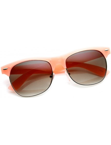 Rimless Pastel Color Semi-Rimless Half Frame Classic Horn Rimmed Sunglasses (Pink) - CK11FGMO771 $11.18