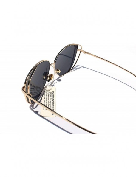 Oversized SIMPLE Oversized Cat Eye Style Fashion Sunglasses for Women - Gold - C918ZCNKG97 $10.20