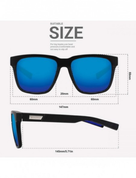 Wayfarer Polarized Sunglasses for Men Larger Sized Square Frame for Big Heads 8023 - Black&blue - CN18WU2OQX5 $18.67