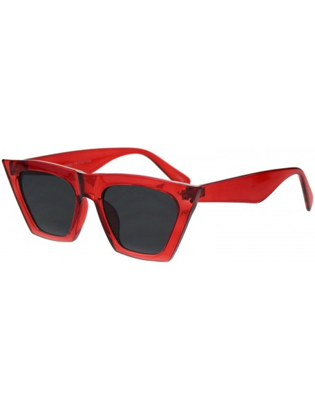 Cat Eye Womens Futuristic Squared Flat Top Cat Eye Goth Retro Mod Sunglasses - Red Black - C018GETL0H5 $8.87