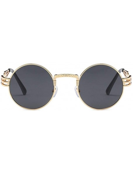 Round Steampunk Round Sunglasses for Women and Men with Spring Hings - C2 Gold Gray - CP19806E08X $11.17