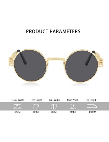 Round Steampunk Round Sunglasses for Women and Men with Spring Hings - C2 Gold Gray - CP19806E08X $11.17