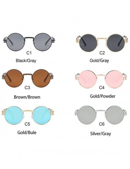 Round Steampunk Round Sunglasses for Women and Men with Spring Hings - C2 Gold Gray - CP19806E08X $11.17