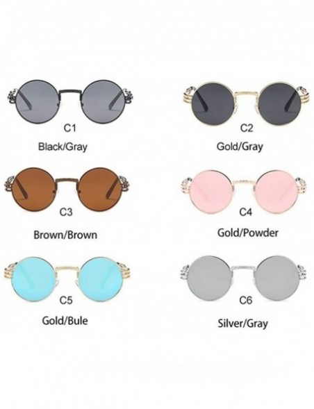 Round Steampunk Round Sunglasses for Women and Men with Spring Hings - C2 Gold Gray - CP19806E08X $11.17