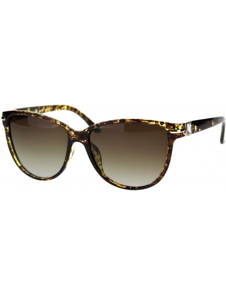 Cat Eye Womens Polarized Lens Retro Horn Rim Cat Eye Rhinestone Trim Sunglasses - Tortoise Brown - CV18THI3WWS $14.90