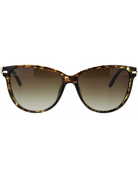 Cat Eye Womens Polarized Lens Retro Horn Rim Cat Eye Rhinestone Trim Sunglasses - Tortoise Brown - CV18THI3WWS $14.90