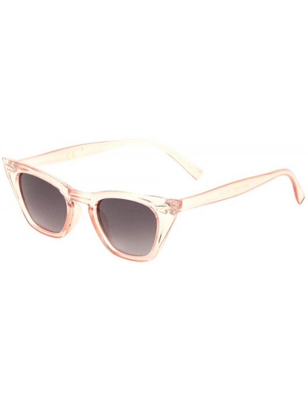 Square 3-D Side Stud Square Lens Sharp Cat Eye Sunglasses - Pink Crystal - CF198L2OXOT $17.14