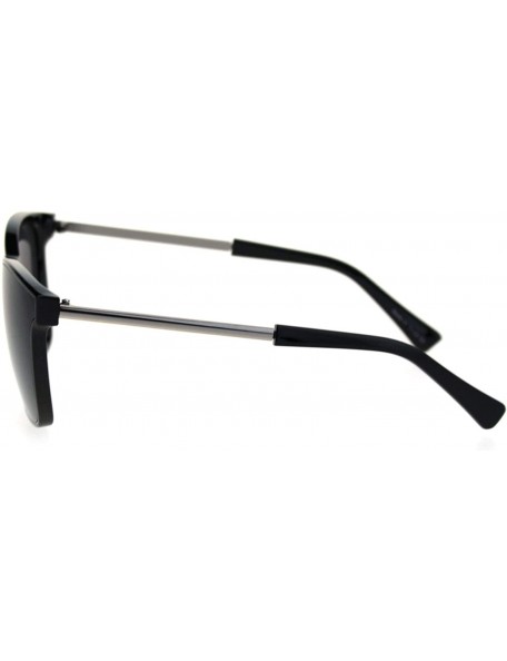 Rectangular Gentlemans Elegant Designer Fashion Mod Thin Horn Rim Sunglasses - All Black - CW18SIEQC3G $12.29