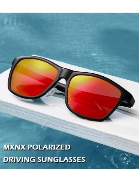 Rectangular Polarized Sunglasses Lightweight Rectangular - 5-black/Red Mirror Lens - CH194WAL03L $22.51