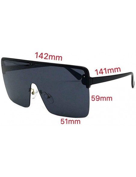 Oversized New Oversized Top Mono Lens Shield Protect Blowing Sand Sunglasses Unisex Retro Square Rimless Glasses - CF18LIX8IO...