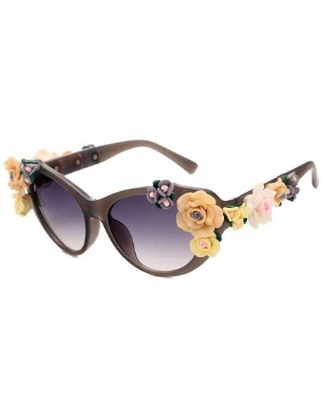 Aviator Retro Rose Sunglasses Women Beach Holiday Baroque Flowers Sun Glasses Women 1 - 5 - CZ18YR3WX8K $7.36