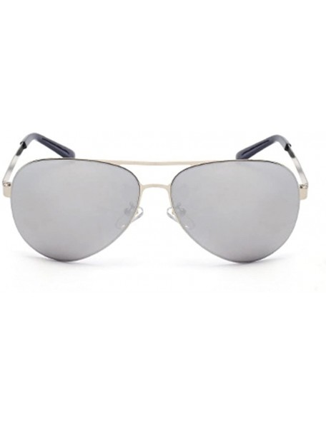 Oval Mens High Classic Polarized Aviator Sunglasses 100% UV Lens 60mm - Silver/Silver - C212FJ319DB $17.54