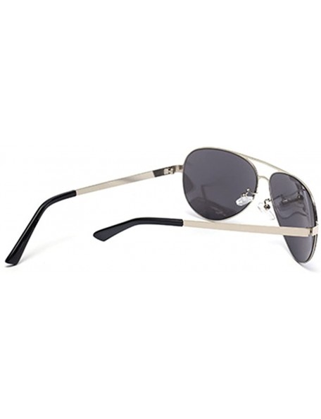 Oval Mens High Classic Polarized Aviator Sunglasses 100% UV Lens 60mm - Silver/Silver - C212FJ319DB $17.54