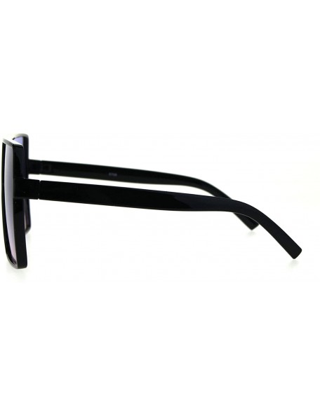 Rectangular Oversize Plastic Squared Rectangular Robotic 80s Futurism Sunglasses - Black Blue Pink - CD186H6M5QW $8.42