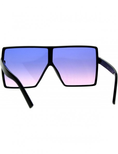 Rectangular Oversize Plastic Squared Rectangular Robotic 80s Futurism Sunglasses - Black Blue Pink - CD186H6M5QW $8.42