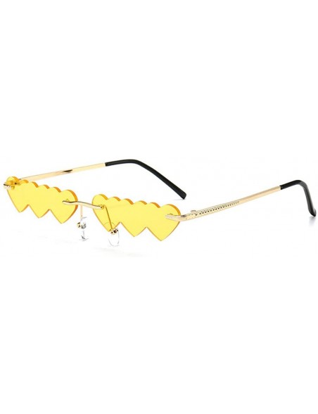 Rimless Small Rimless Punk Sunglasses Women Luxury Fashion Heart Unique - Yellow - CB190223LOE $12.37