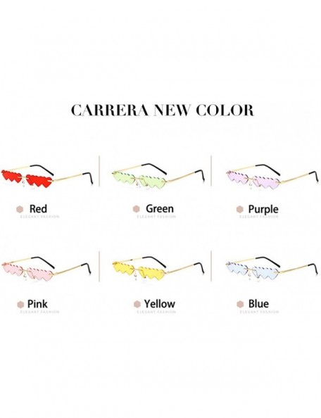 Rimless Small Rimless Punk Sunglasses Women Luxury Fashion Heart Unique - Yellow - CB190223LOE $12.37