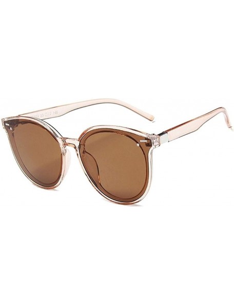 Oversized Cat Eyes Round Sunglasses for Women Oversize Travel Eyewear UV400 - Pink - CG190348OXI $11.84