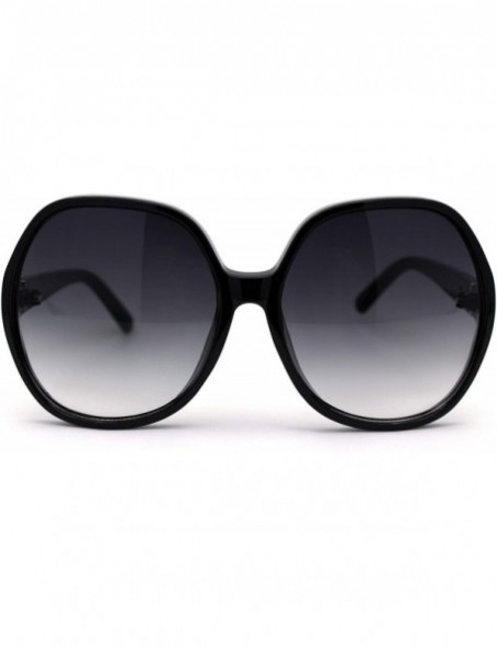 Oversized Womens Minimal Oversize Round Butterfly Designer Sunglasses - Black Smoke - CU1956OO3MS $12.31