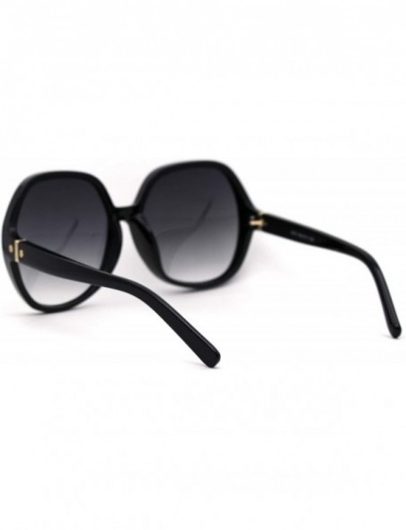 Oversized Womens Minimal Oversize Round Butterfly Designer Sunglasses - Black Smoke - CU1956OO3MS $12.31