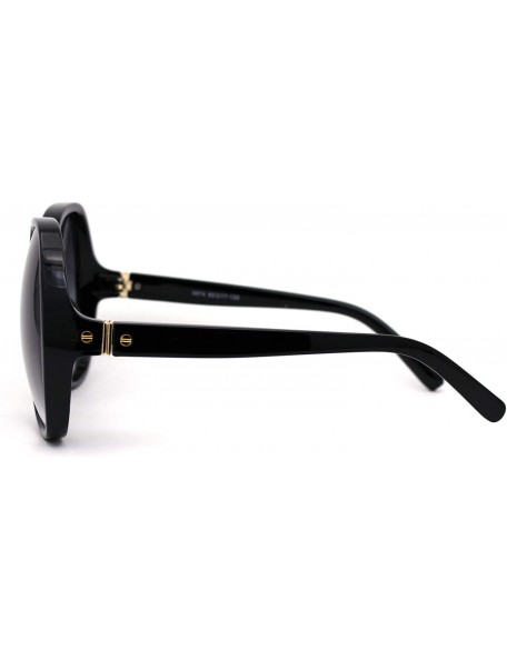 Oversized Womens Minimal Oversize Round Butterfly Designer Sunglasses - Black Smoke - CU1956OO3MS $12.31