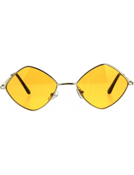 Rectangular Mens Pimp Diamond Pop Color Lens Square Metal Rim Sunglasses - Gold Orange - C518CMROL3Y $13.96