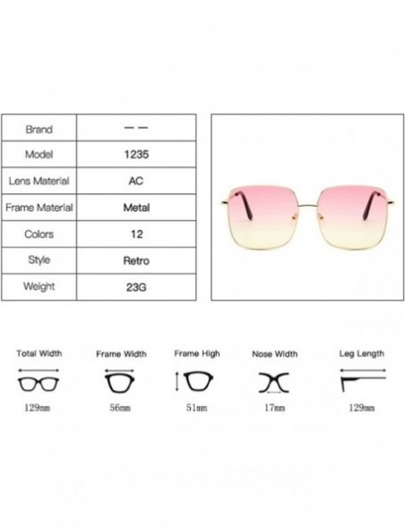 Square Luxury Square Sunglasses Women Retro Alloy Frame Big Sun Glasses Vintage Gradient Oculos Feminino - Silver Pink - CD19...