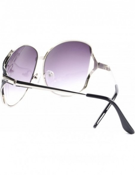 Oval Women's Gradient Oversize 65 mm Sunglasses - Black/Silver - CL11XRDXK5V $10.54