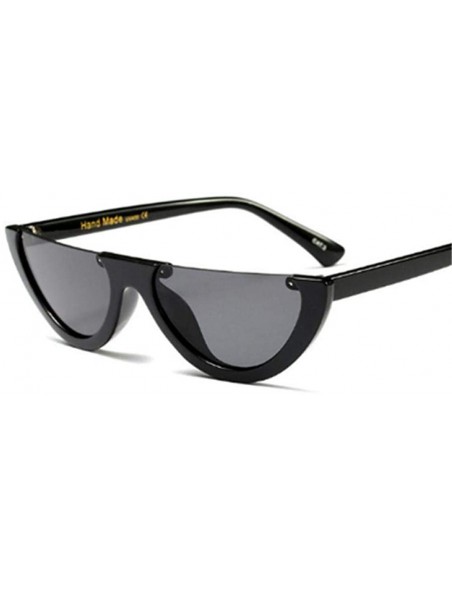 Aviator Half Frame Cat Eye Sunglasses Men Women Clear Colors Sun Clear Yellow Other - Black Clear - CA18YNDDZ2M $10.34