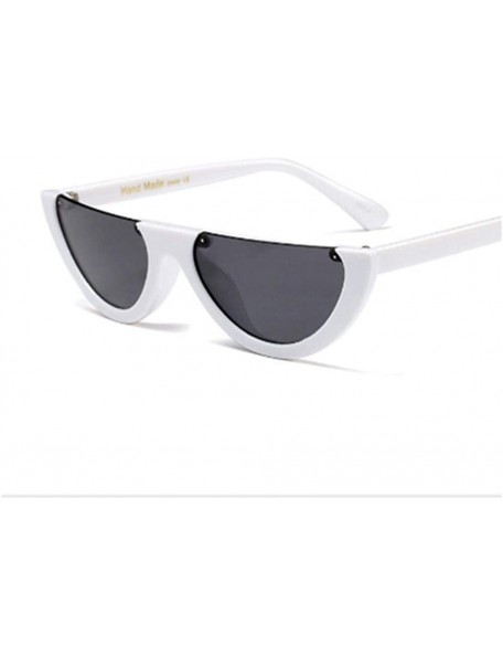 Aviator Half Frame Cat Eye Sunglasses Men Women Clear Colors Sun Clear Yellow Other - Black Clear - CA18YNDDZ2M $10.34