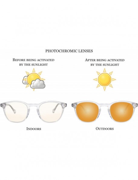 Round Photochromic Sunglasses Photochromatic Transition Protection - Gold - CW196Z9NRQ4 $29.61