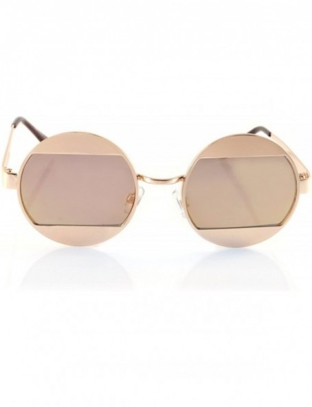 Rimless Top Bottom Metal Split Mirror Round Flat Lens Sunglasses A200 - Pink Rv - CW18ESUZKYK $11.06