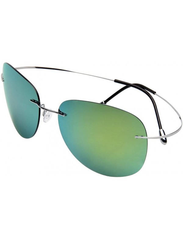 Aviator Designer Classic Titanium Men Women Polarized Aviator Sunglasses LSP8016T - Silver Leg Yellow Green Lenses - CR12N3XX...