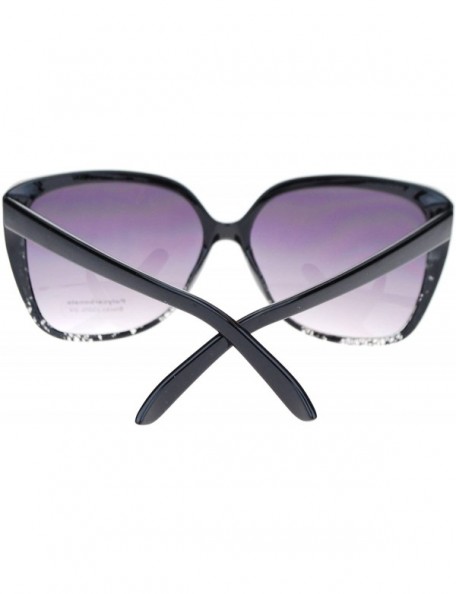 Rectangular Womens Oversized Rectangular Squared Cat Eye Designer Fashion Diva Sunglasses - Black - CX119K0A421 $11.63