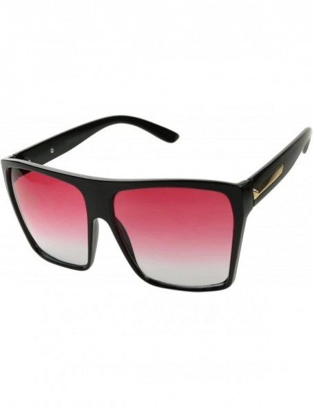 Oversized Trapezoid Oversize Oceanic Sunglasses - Black Frame- Red Gradient Lens - CO18GO0INWR $12.34