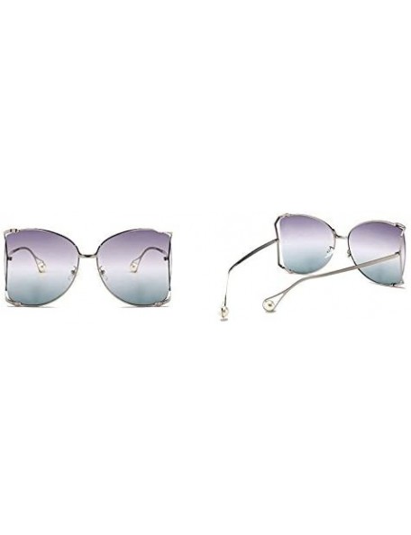 Oversized Alloy Oversized Sunglasses unisex 2018 New Fashion Luxury Hollow Frame Shades With Pearl - Blue - CH189NYR6RH $12.11