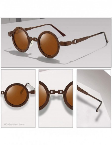 Oversized Classic Gothic Steampunk Sunglasses Round Metal Er Glasses Vintage UV400 Eyewear Shades - C5 Brown - CZ198AI0YO6 $2...